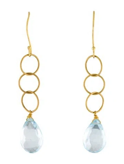 Pre-owned Earrings 18k Topaz Drop  In Multi