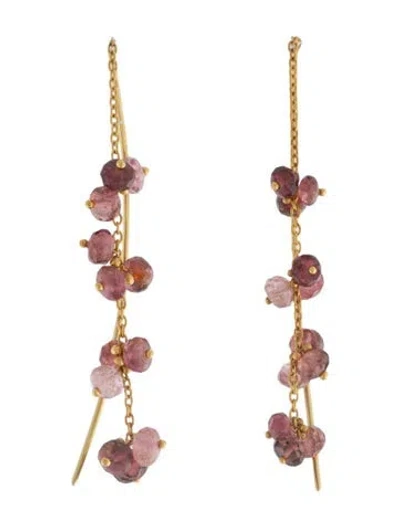 Pre-owned Earrings 18k Tourmaline Drop  In Multi