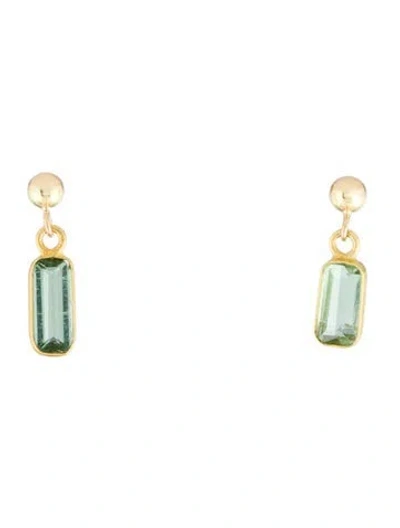 Pre-owned Earrings 18k Tourmaline Drop  In Multi