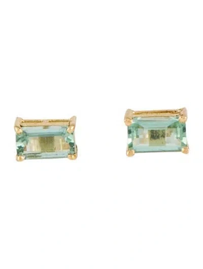 Pre-owned Earrings 18k Tourmaline Stud  In Multi