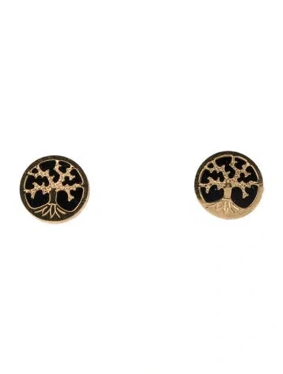 Pre-owned Earrings 18k Tree Stud  In Black
