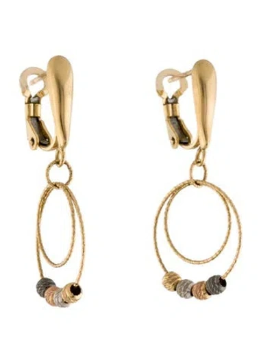 Pre-owned Earrings 18k Tricolor Drop  In Multi