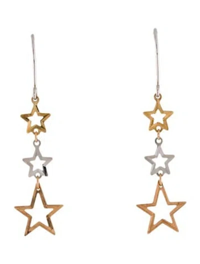 Pre-owned Earrings 18k Tricolor Star Drop  In Multi