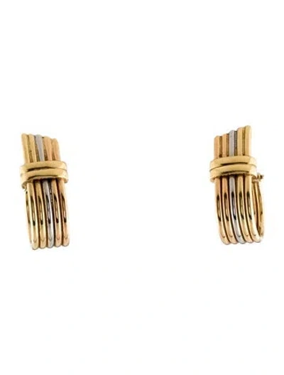 Pre-owned Earrings 18k Tri-tone Hoop  In Multi