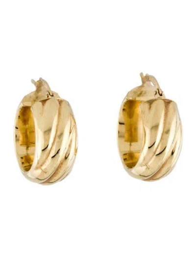 Pre-owned Earrings 18k Twist Hoop  In Multi