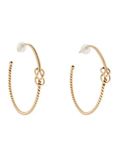 Pre-owned Earrings 18k Twisted Wire Hoop  In Multi