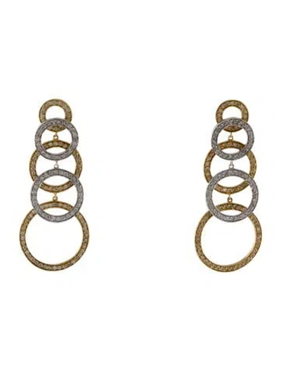 Pre-owned Earrings 18k Two-tone 1.66ctw Diamond Circle Drop  In Multi