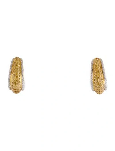Pre-owned Earrings 18k Yellow Sapphire & Diamond Convertible Clip-on  In Multi