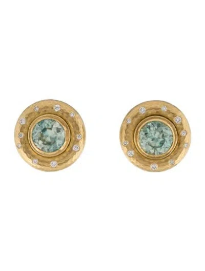 Pre-owned Earrings 18k Zircon & Diamond Clip-on  In Multi