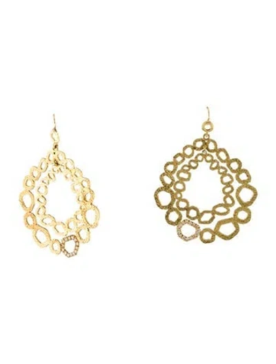 Pre-owned Earrings 20k Diamond Hammered Drop  In Multi