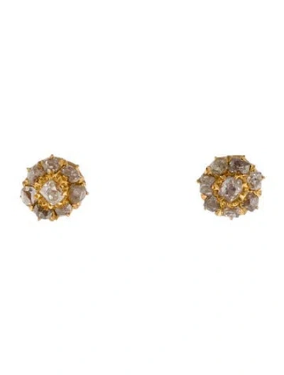 Pre-owned Earrings 22k Diamond Stud  In Multi