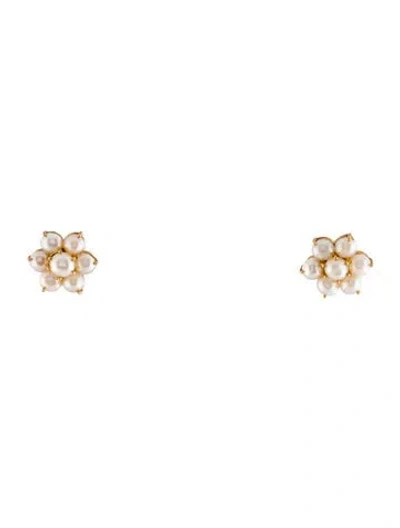 Pre-owned Earrings 22k Pearl Stud  In Multi