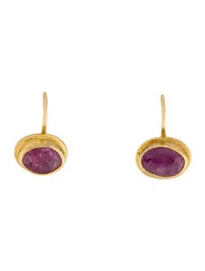 Pre-owned Earrings 22k Ruby Drop  In Multi