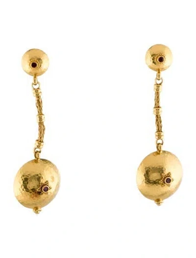Pre-owned Earrings 22k Ruby Hollow Drop  In Multi