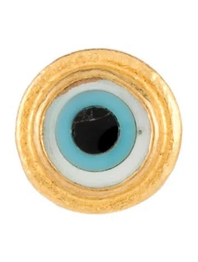Pre-owned Earrings 24k Mother Of Pearl Eye Single Stud Earring In Multi
