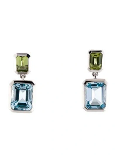 Pre-owned Earrings 5.82ctw Topaz & Peridot Drop  In Multi