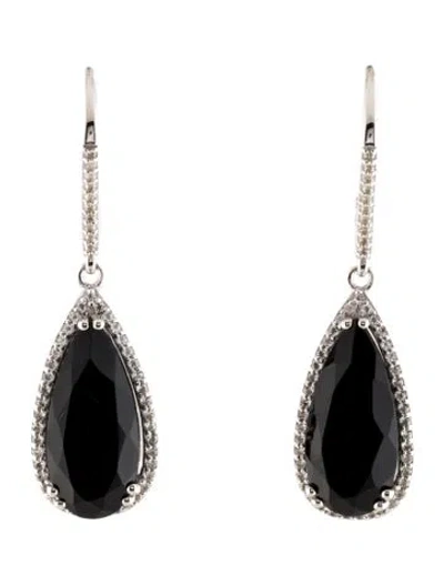 Pre-owned Earrings 7.10ctw Onyx & Topaz Drop  In Multi