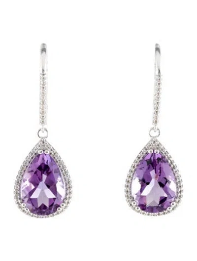 Pre-owned Earrings 8.15ctw Amethyst & Topaz Drop  In Multi