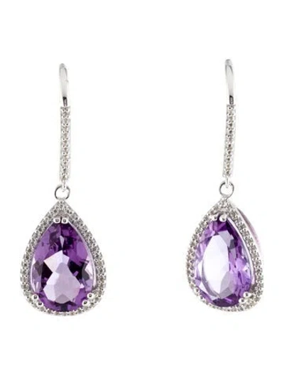 Pre-owned Earrings 8.15ctw Amethyst & Topaz Drop  In Multi