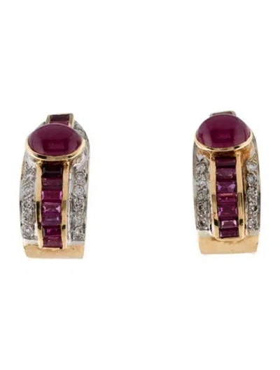 Pre-owned Earrings 8.83ctw Ruby & Diamond Earclips In Multi