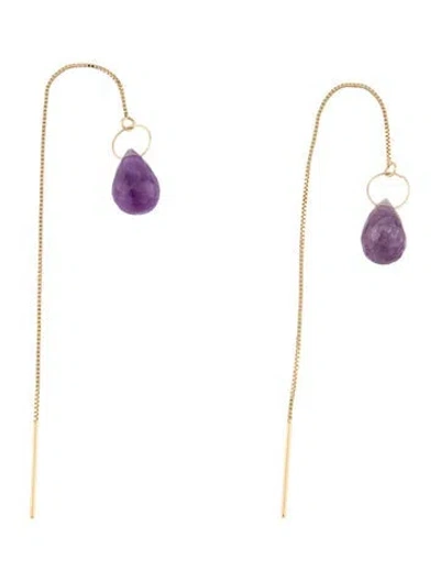 Pre-owned Earrings Amethyst Chain Drop  In Multi