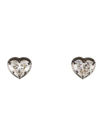 Pre-owned Earrings Carat Atelier 14k 3.05ctw Lab-grown Diamond Heart Stud  In Multi