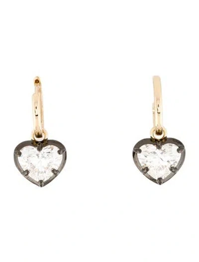 Pre-owned Earrings Carat Atelier 14k 4.09ctw Lab-grown Diamond Heart Drop  In Multi