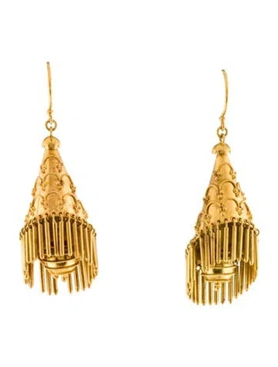 Pre-owned Earrings Castellani 15k Tassel Fringe Drop  In Multi