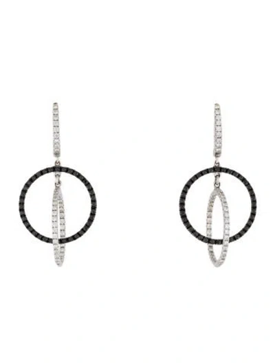 Pre-owned Earrings Cherie Dori 18k Diamond Double Circle Drop  In Multi