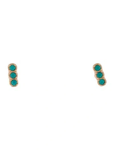 Pre-owned Earrings Christian Bernard 18k Turquoise Stud  In Multi