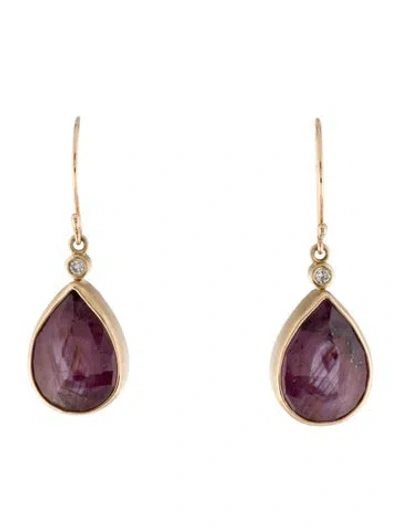 Pre-owned Earrings Diamond & Ruby Drop  In Multi