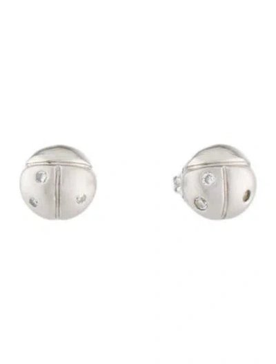 Pre-owned Earrings Diamond Ladybug Stud  In Multi