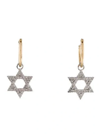 Pre-owned Earrings Diamond Star Of David Hoop Drop  In Multi