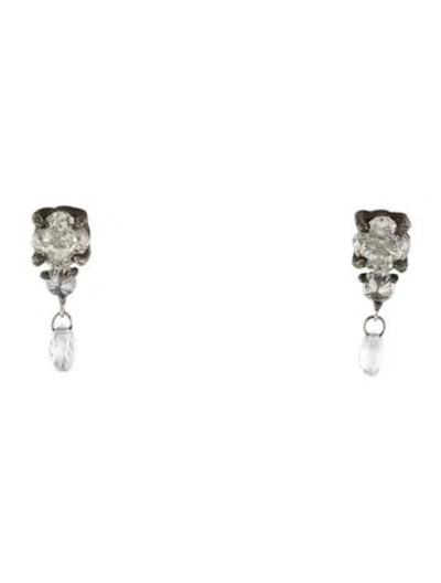Pre-owned Earrings Diamond Textured Drop  In Multi