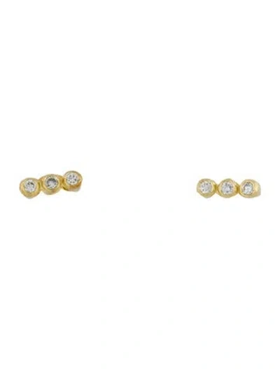 Pre-owned Earrings Diamond Triple Bezel Stud  In Multi