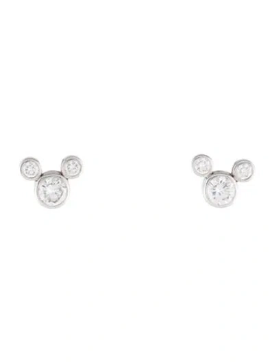 Pre-owned Earrings ©disney 18k Diamond Mickey Mouse Stud  In Multi