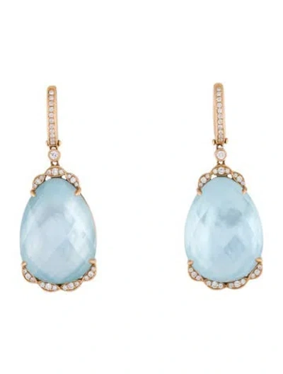 Pre-owned Earrings Doves By Doron Paloma 18k Topaz Doublet & Diamond Drop  In Multi