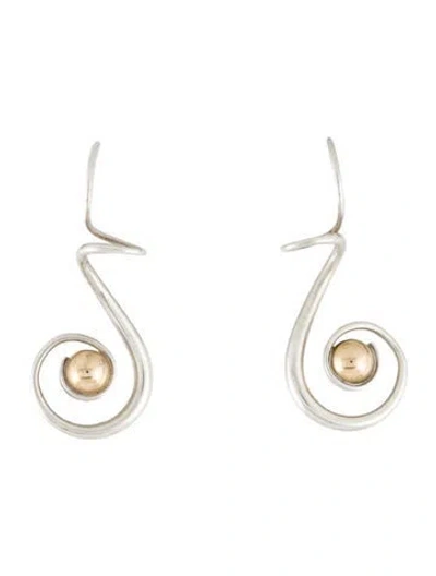 Pre-owned Earrings Ed Levin Two-tone Spiral Drop  In Multi