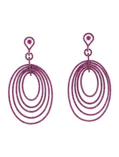 Pre-owned Earrings Eternamé 18k 6.90ctw Ruby Ellipse Drop  In Multi