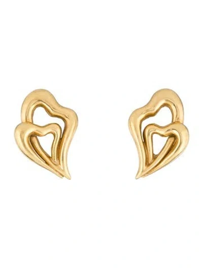 Pre-owned Earrings Fortunoff 18k Double Heart Earclips In Multi