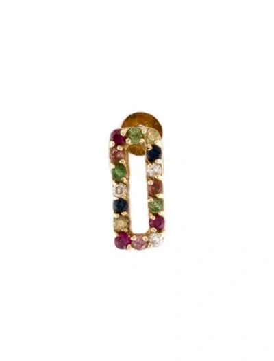 Pre-owned Earrings Harika 14k Sapphire, Ruby, Tsavorite Garnet & Diamond Single Stud Earring In Multi