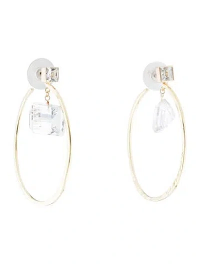 Pre-owned Earrings Joan Hornig Topaz & Quartz Hoop  In Multi