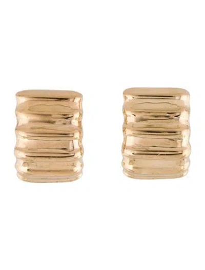 Pre-owned Earrings Kurt Gutmann 14k Ribbed Pierced Earclip  In Multi