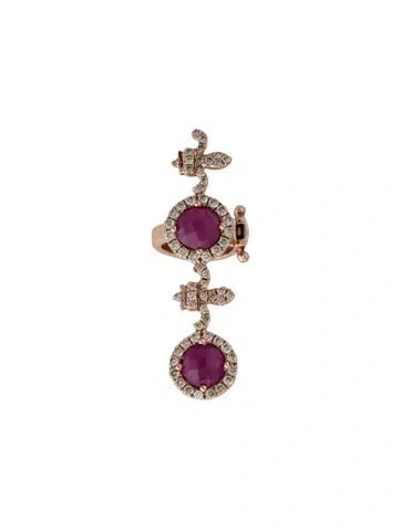 Pre-owned Earrings Laura Sayan Ruby & Diamond Earclip Single Earring In Multi