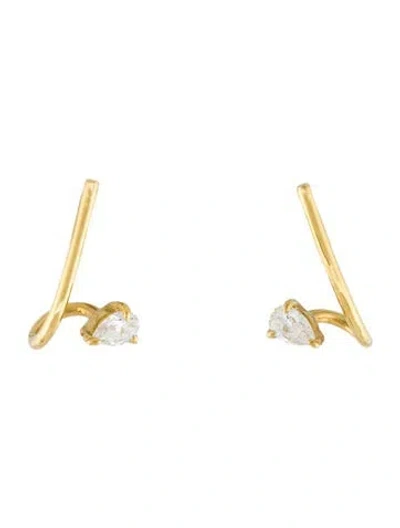 Pre-owned Earrings Lera Treyger 18k Diamond Abstract Line  In Multi