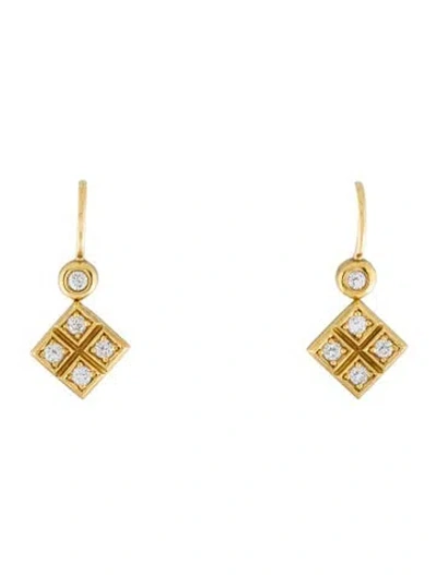Pre-owned Earrings Leslie Greene 18k Diamond Drop  In Multi