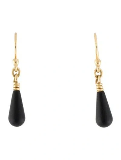 Pre-owned Earrings Michael Bayes 18k Onyx Drop  In Multi