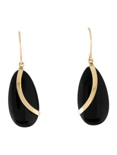Pre-owned Earrings Nabco 14k Onyx Drop  In Multi