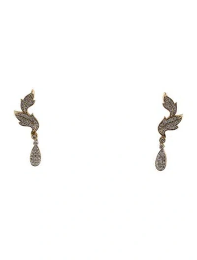 Pre-owned Earrings Oro Alexander 14k Diamond Drop  In Multi