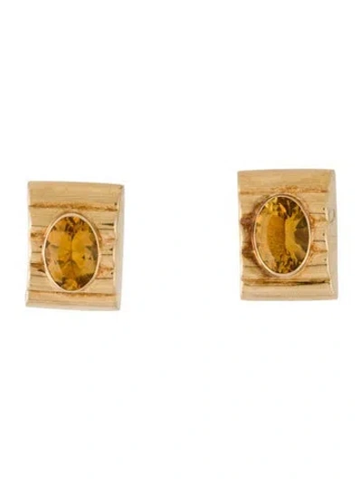 Pre-owned Earrings Peter Brams Designs 14k 10.36ctw Citrine Earclip  In Multi